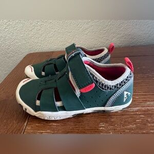 Little Kids Sz.10 Grn/Wht Plae Sam 2.0 Fisherman Sandals Casual Water Shoes